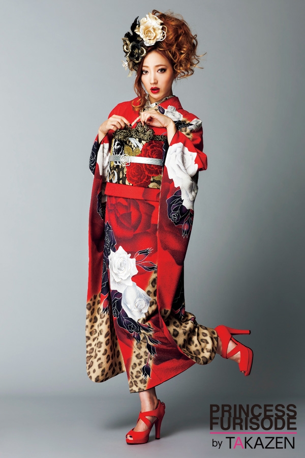 クールモダンな雰囲気の赤色の振袖です